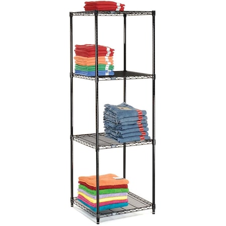 Nexel 4 Tier Black Epoxy Wire Shelving Starter Unit, 36W x 24D x 86H 24368B